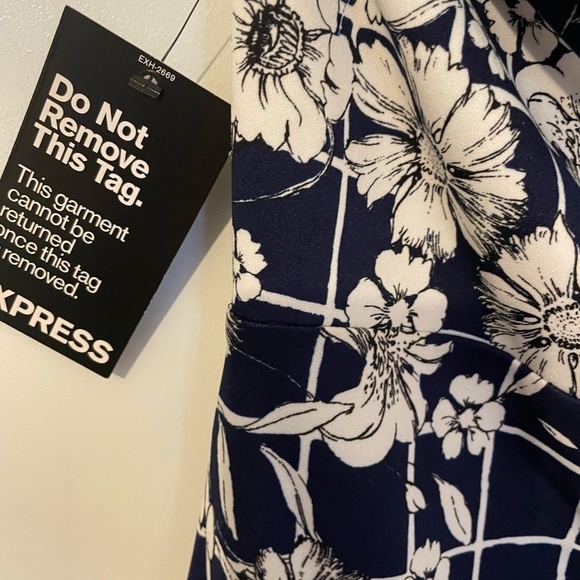 Express Strapless Navy with White Floral Print Dress - Picture 7 of 11